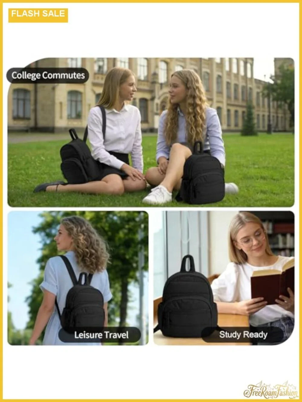 Quilted Mini Backpack for Women Adjustable Straps Lightweight Travel